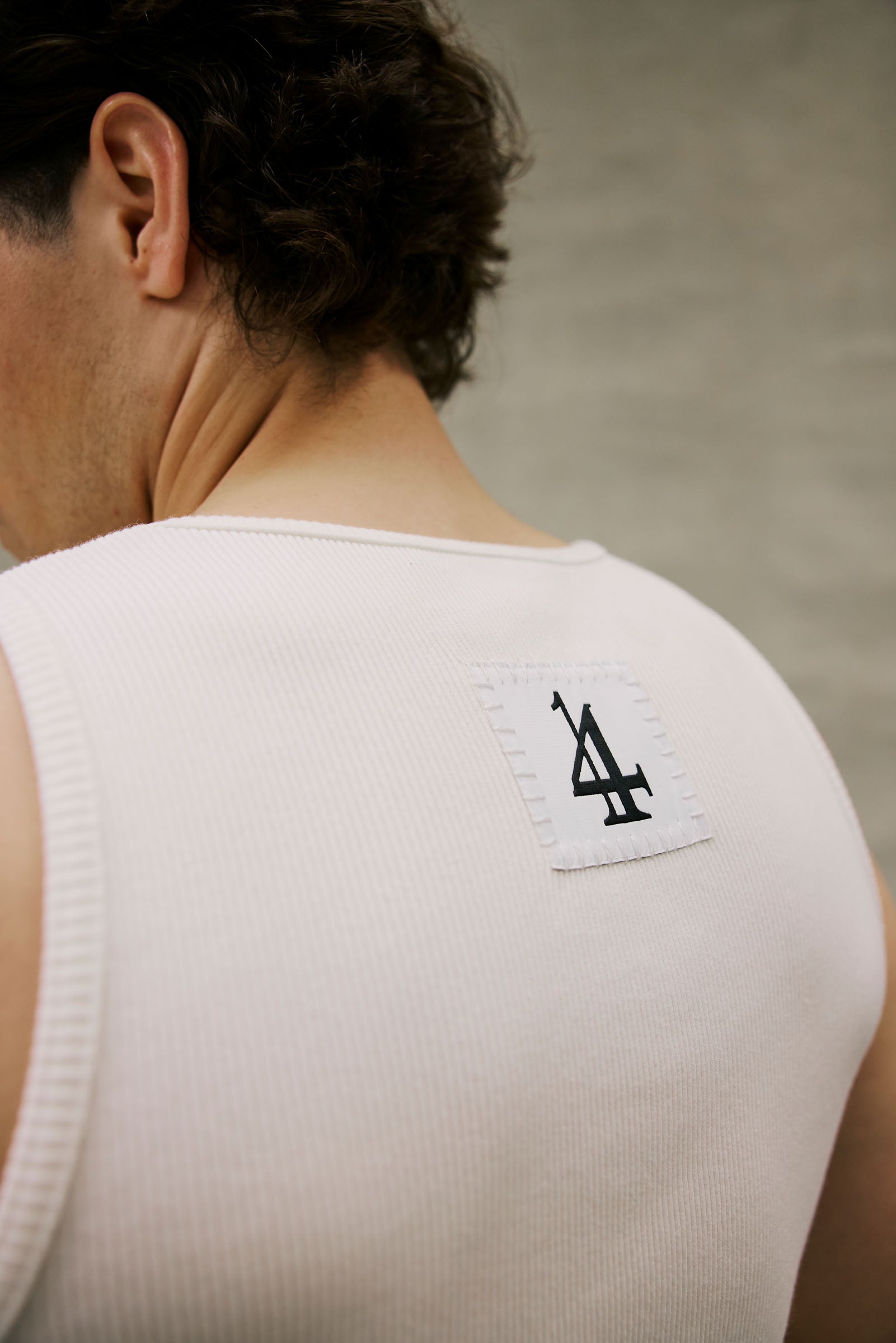 White Stitched Logo Tanktop