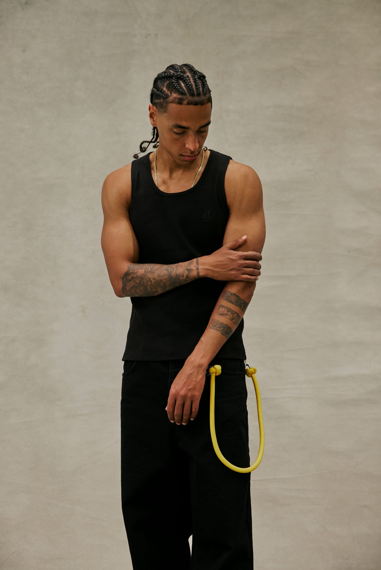 Black Stitched Logo Tanktop