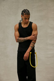 Black Stitched Logo Tanktop