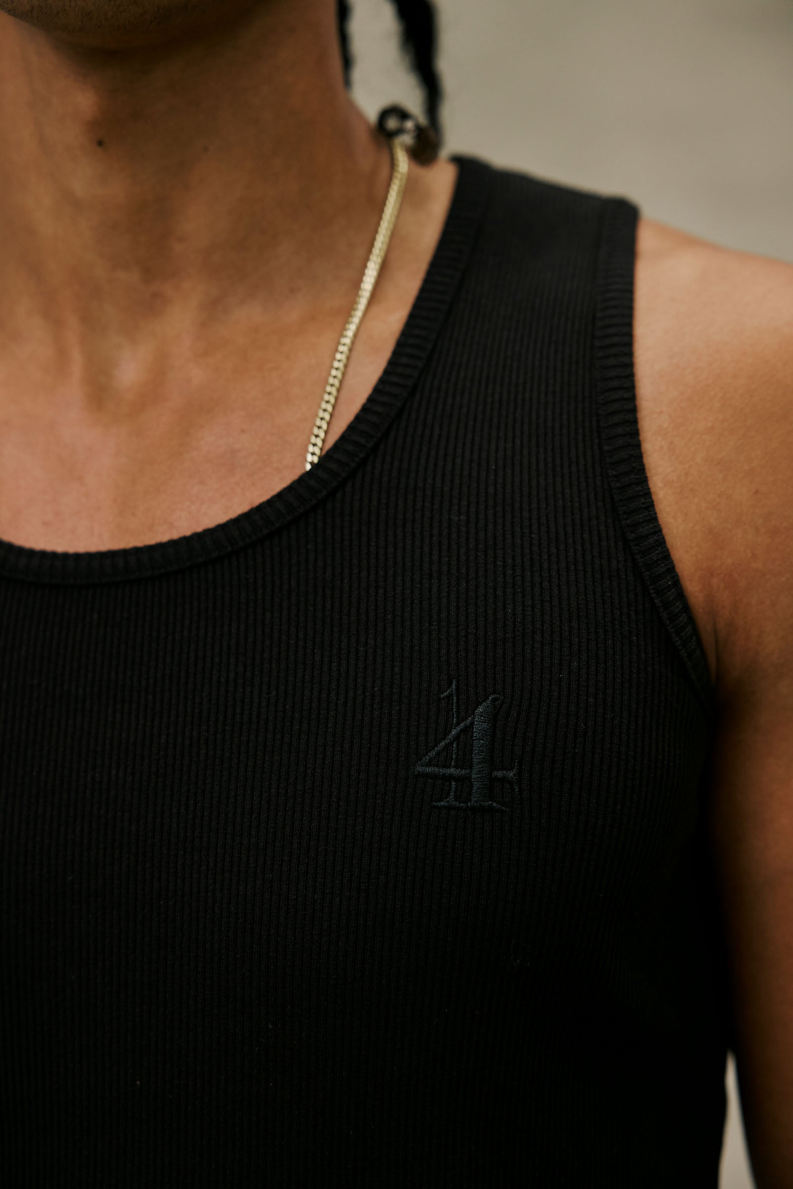 Black Stitched Logo Tanktop